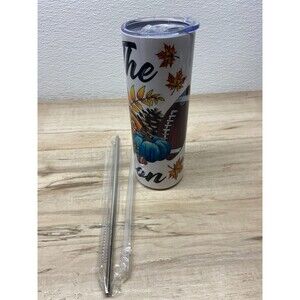 Zonegrace Stainless Steel Skinny Tumbler 20oz Tis `The Season Lid And Straw